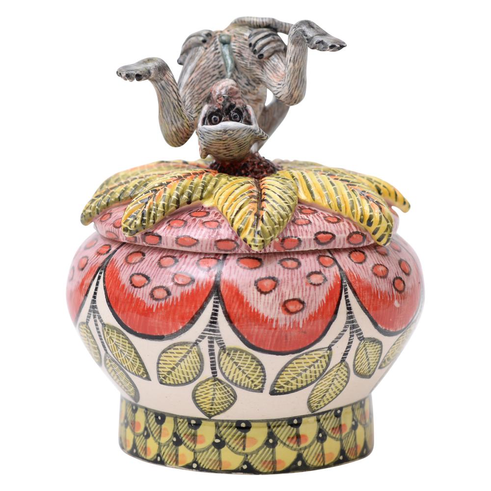 Modern Ceramic  Monkey Jewelry  Box  , hand made in South Africa