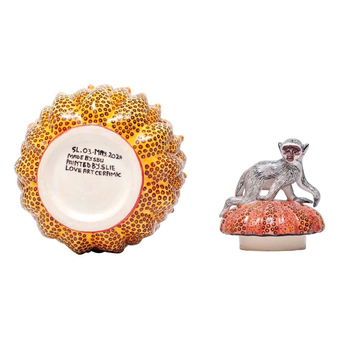 Modern Ceramic Monkey Jewelry Box  , hand made in South Africa