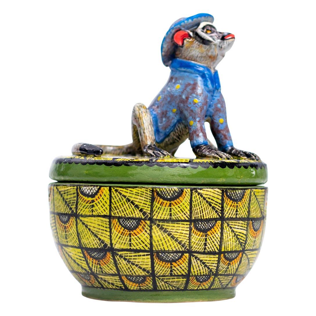 Modern Ceramic Monkey Jewelry Box  , hand made in South Africa