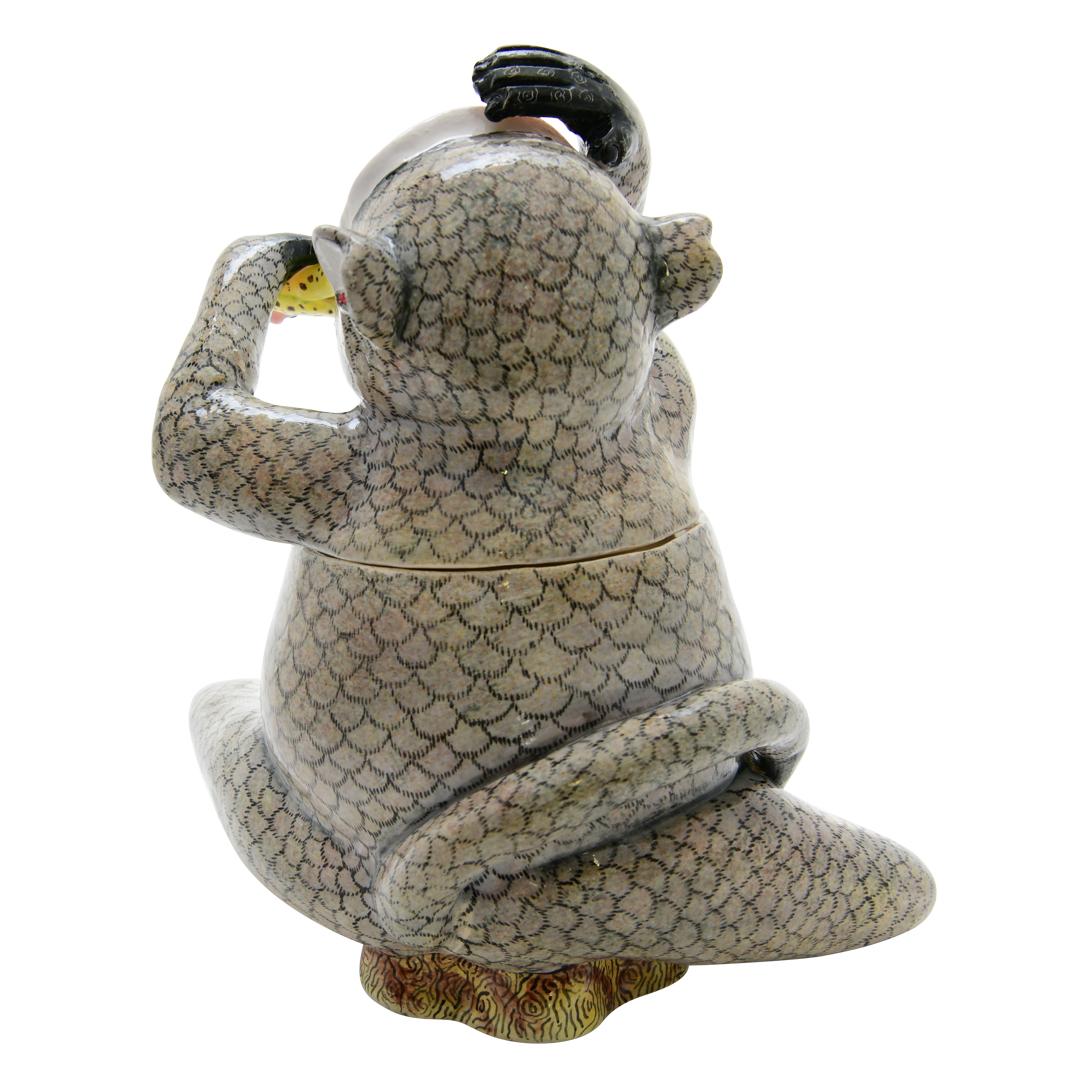South African Ceramic  Monkey Jewelry  Box  , hand made in South Africa