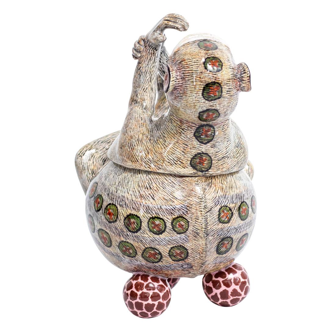 South African Ceramic  Monkey Jewelry  Box  , hand made in South Africa