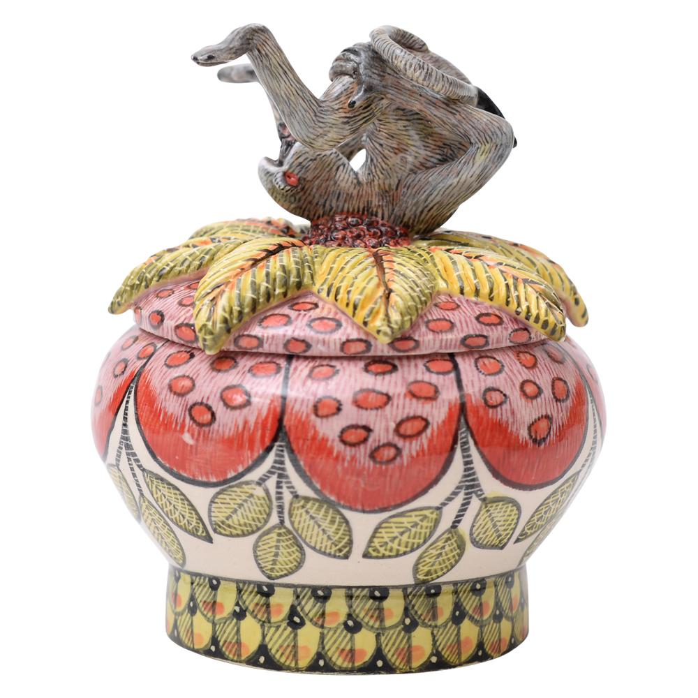 South African Ceramic  Monkey Jewelry  Box  , hand made in South Africa
