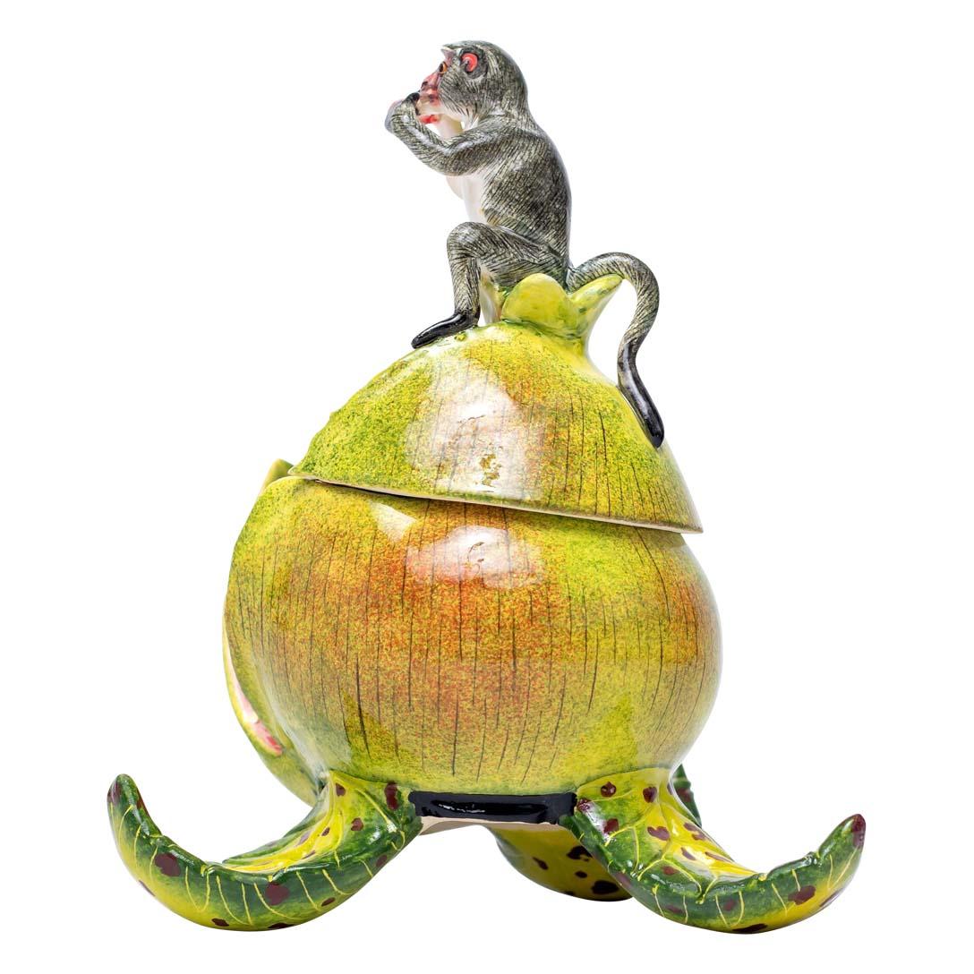 South African Ceramic Monkey Jewelry Box  , hand made in South Africa For Sale