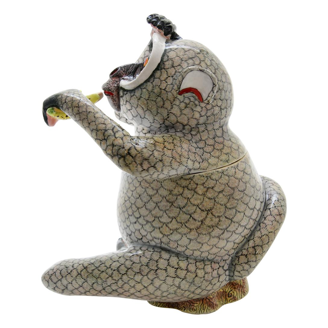 Fired Ceramic  Monkey Jewelry  Box  , hand made in South Africa