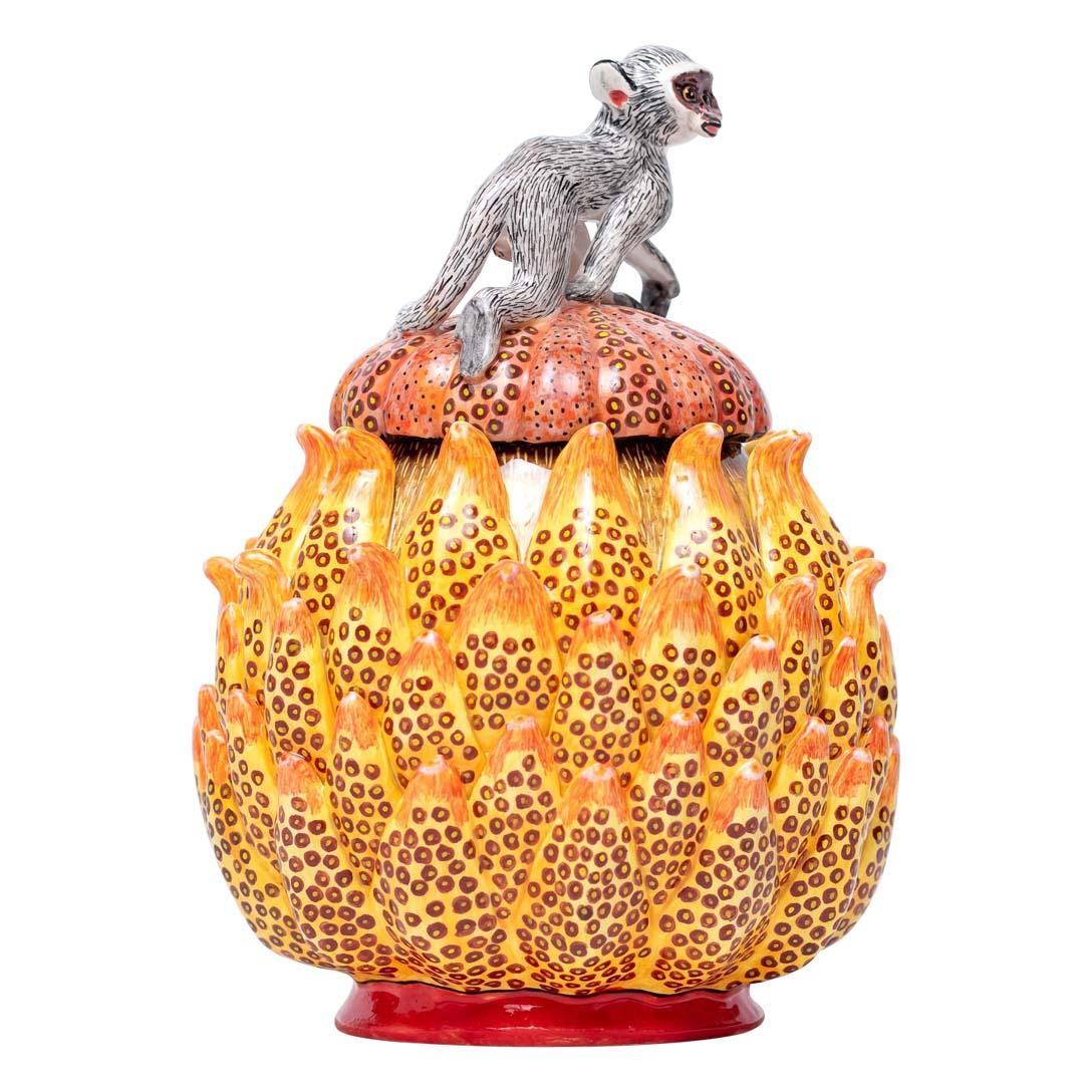 Hand-Painted Ceramic Monkey Jewelry Box  , hand made in South Africa