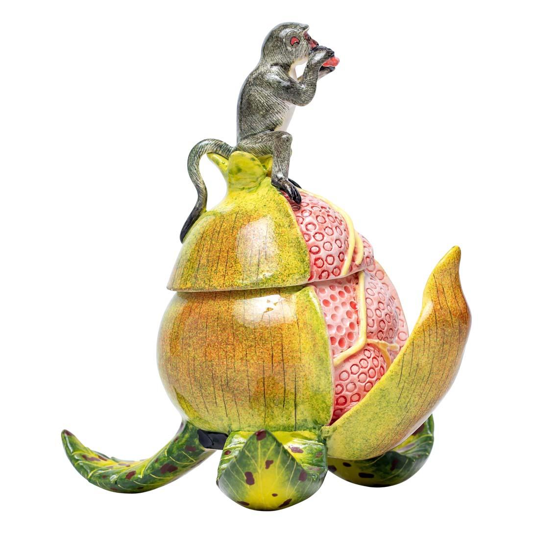 Fired Ceramic Monkey Jewelry Box  , hand made in South Africa For Sale