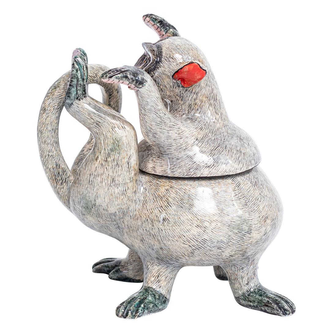 Ceramic  Monkey Jewelry  Box  , hand made in South Africa In Excellent Condition For Sale In North Miami, FL