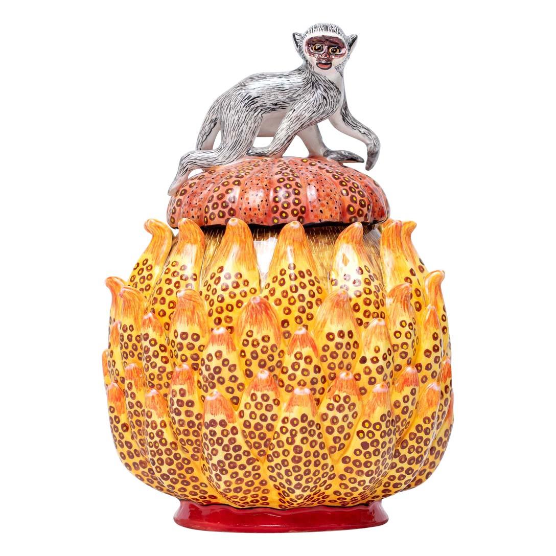 Ceramic Monkey Jewelry Box  , hand made in South Africa In Excellent Condition In North Miami, FL