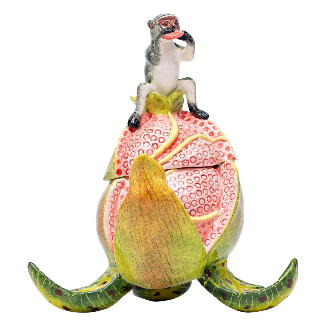 Ceramic Monkey Jewelry Box  , hand made in South Africa In Excellent Condition For Sale In North Miami, FL