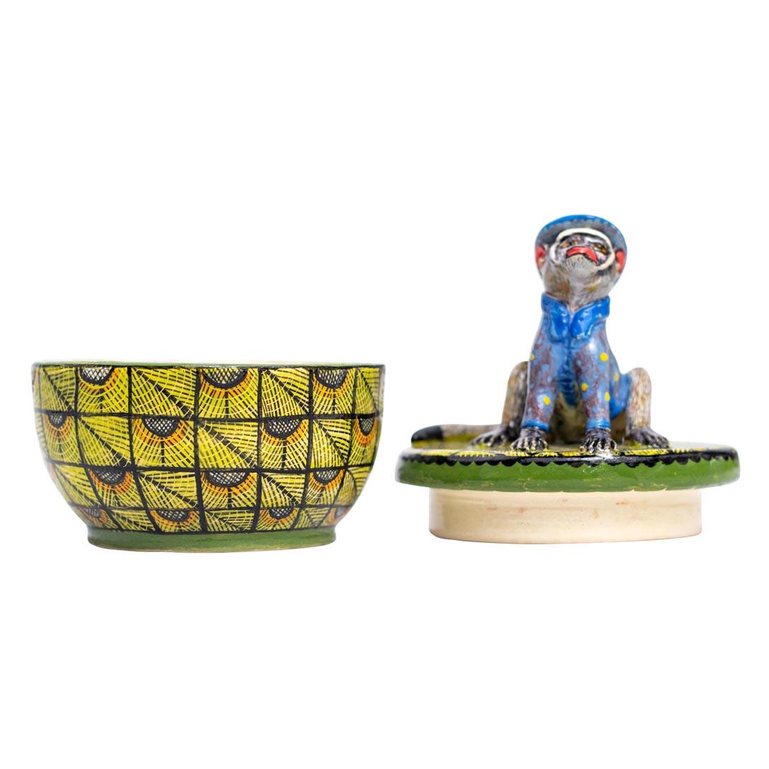 Ceramic Monkey Jewelry Box  , hand made in South Africa In Excellent Condition In North Miami, FL