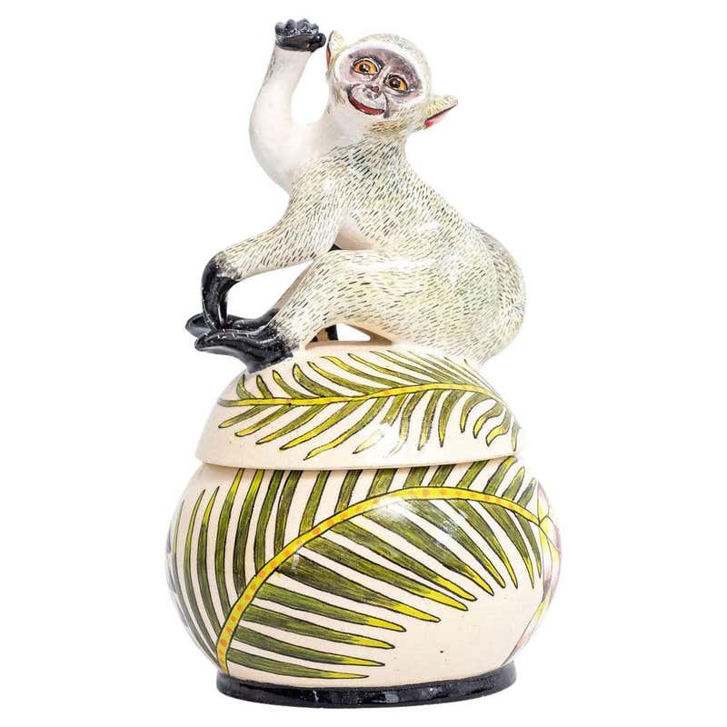 Ceramic Monkey Jewelry Box , hand made in South Africa For Sale at 1stDibs