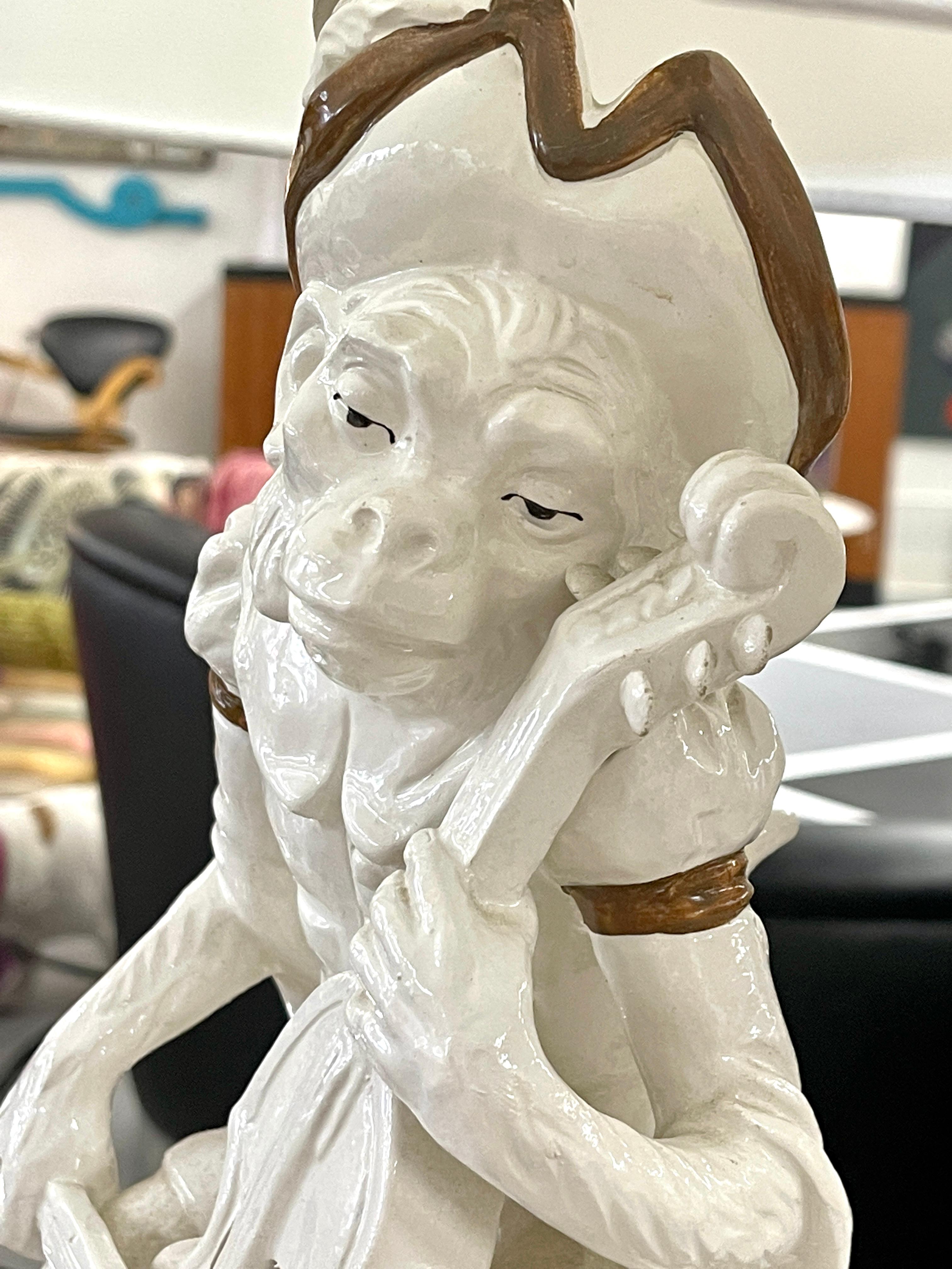 Hand-Crafted Ceramic Monkey Lamp For Sale