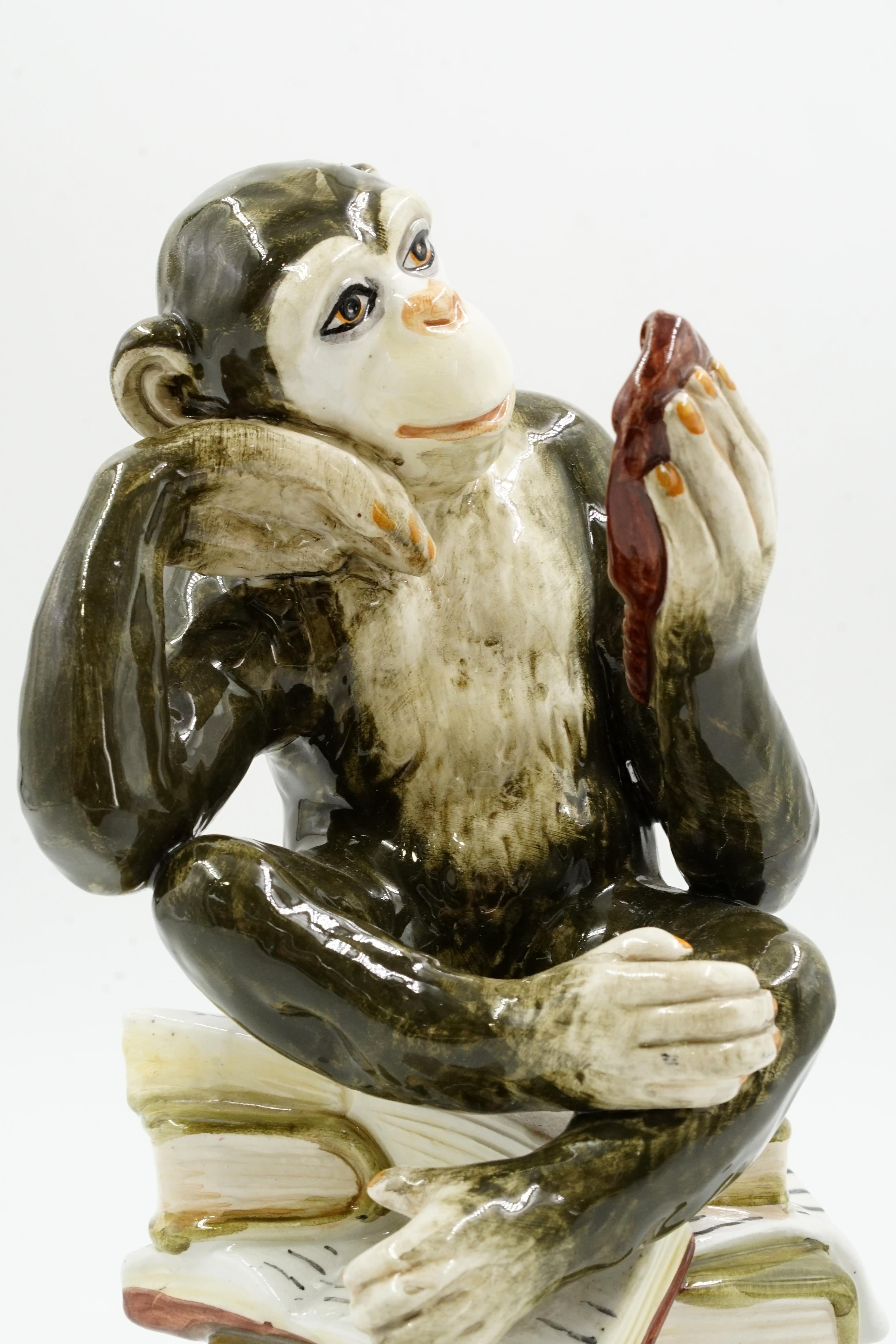 ceramic monkey sculpture In Good Condition For Sale In Buenos Aires, Argentina