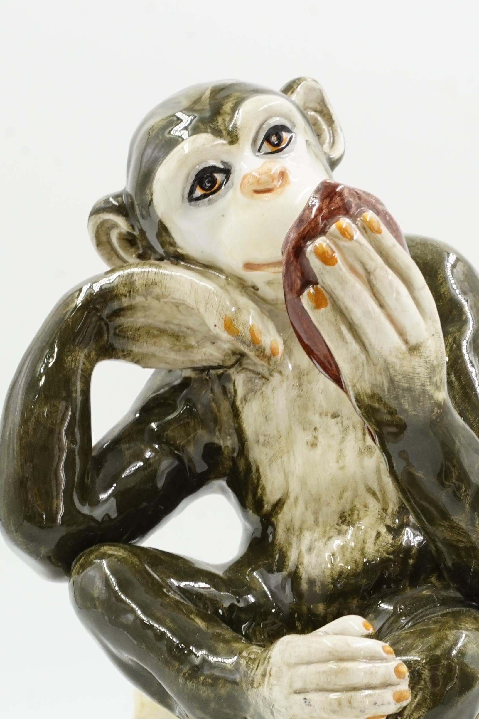 Mid-20th Century ceramic monkey sculpture For Sale
