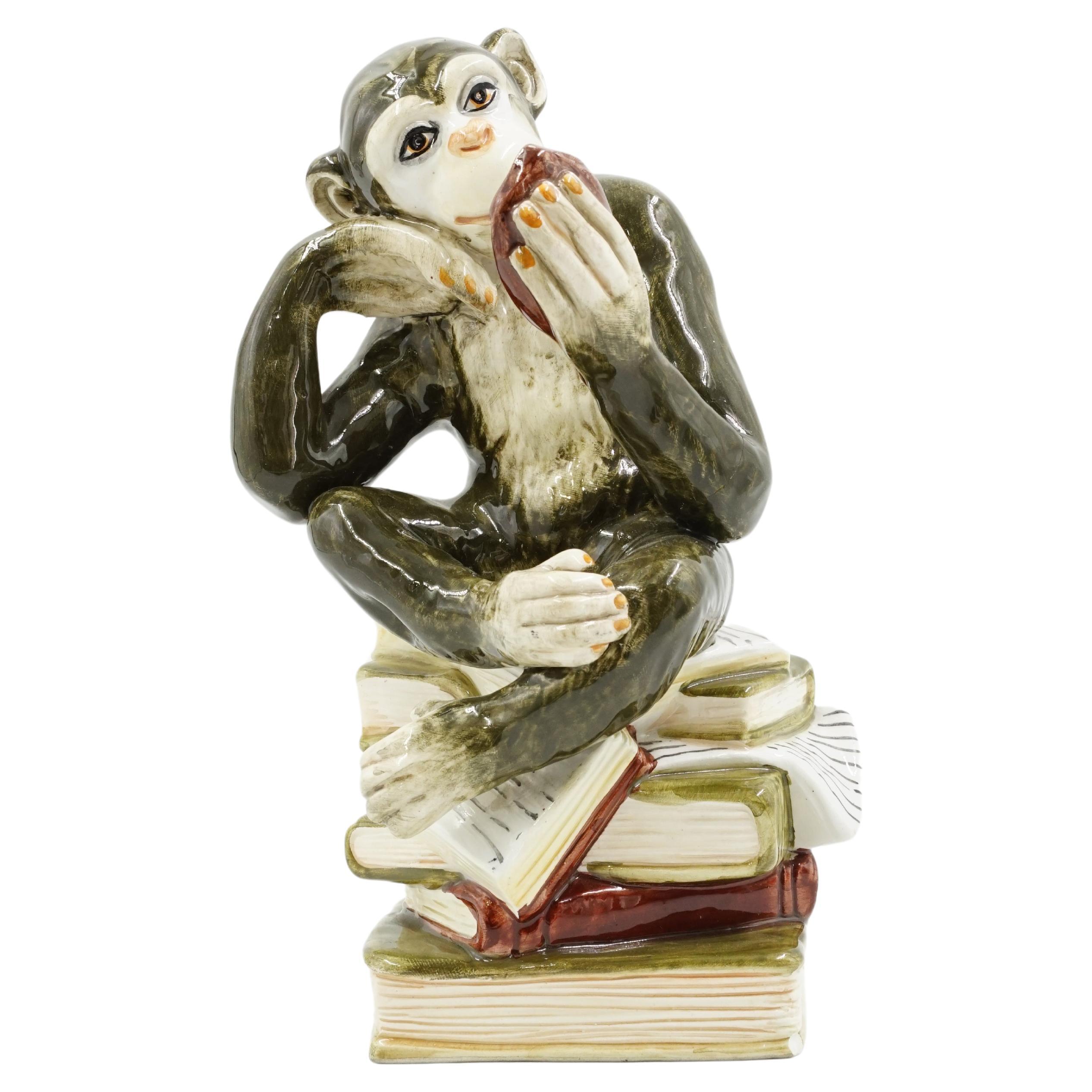 Sculpture de singe en céramique