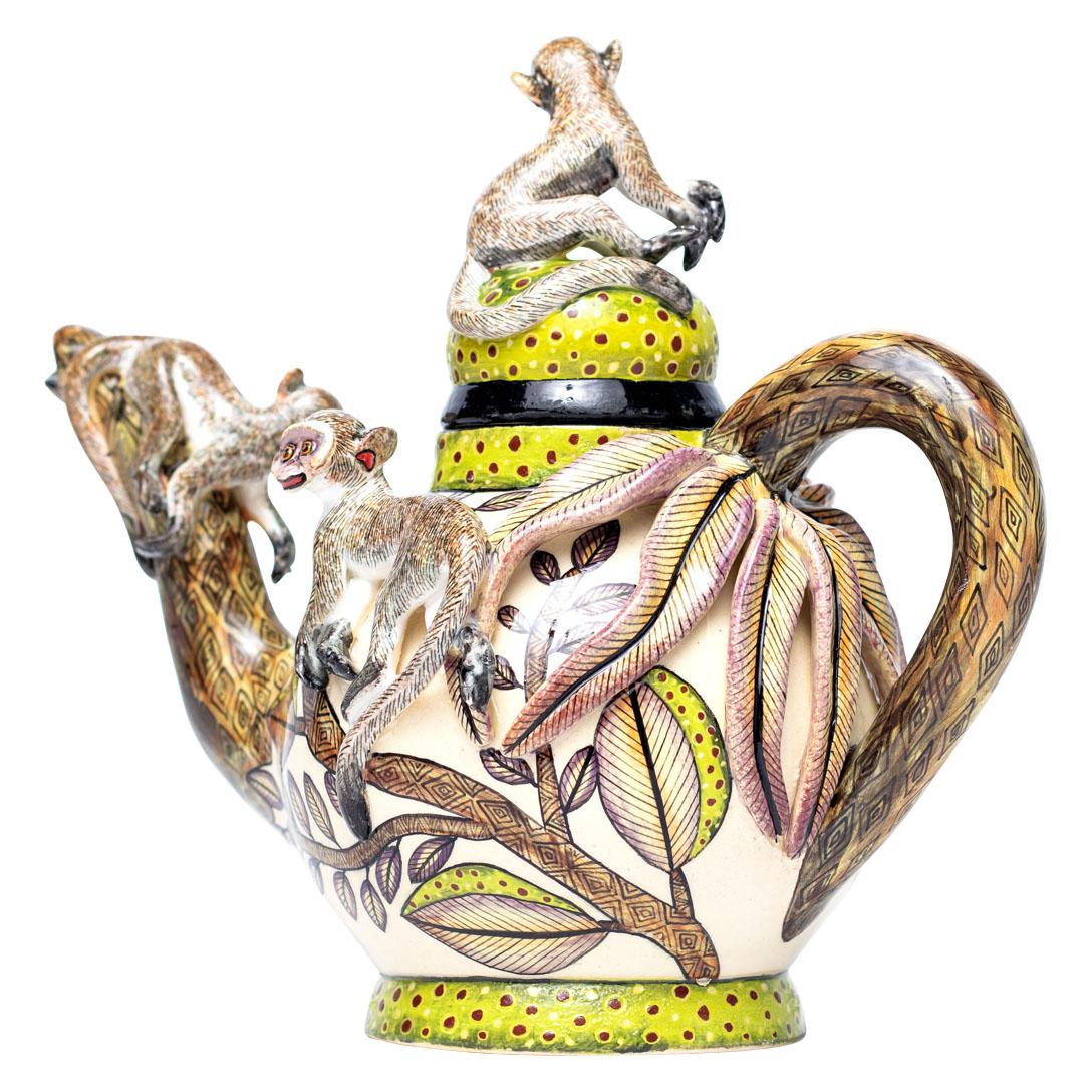 Modern Ceramic Monkey Teapot , hand made in South Africa
