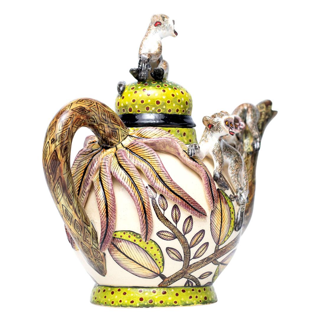 Contemporary Ceramic Monkey Teapot , hand made in South Africa