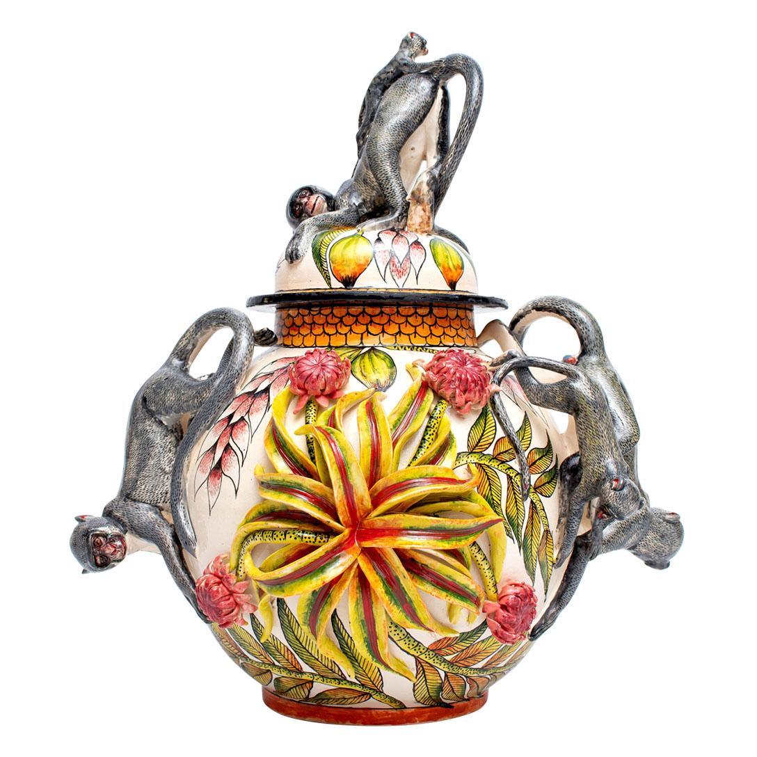 Fired Ceramic Monkey Tureen, hand made in South Africa