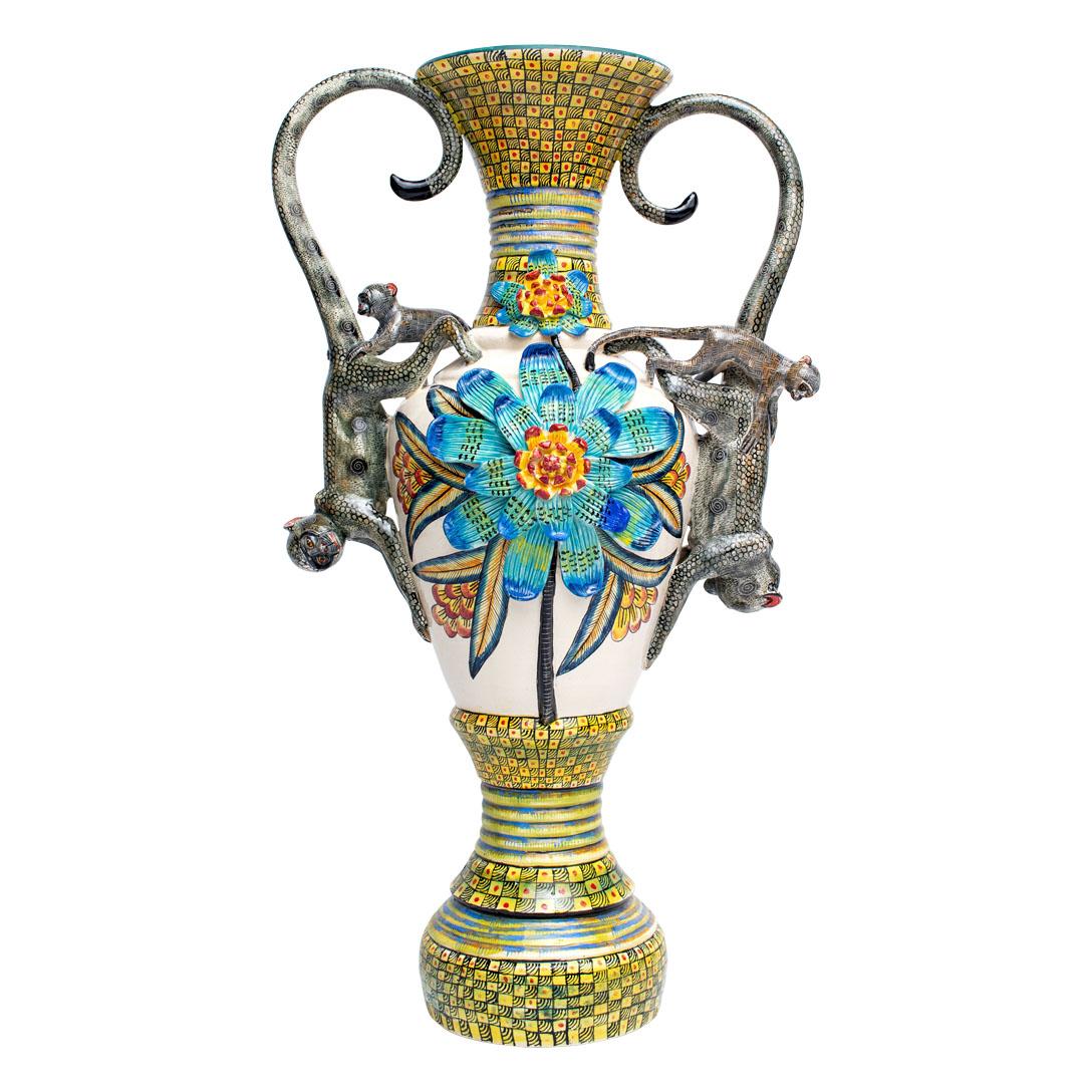 Keramik-Affe  Vase, handgefertigt in Südafrika (Moderne) im Angebot