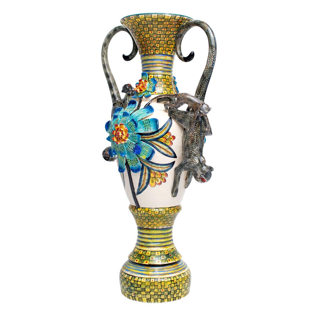 Keramik-Affe  Vase, handgefertigt in Südafrika (Südafrikanisch) im Angebot