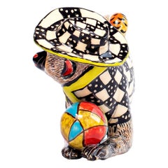 Ceramic  Monkey With Bird Sculpture, Hand  made in South Africa