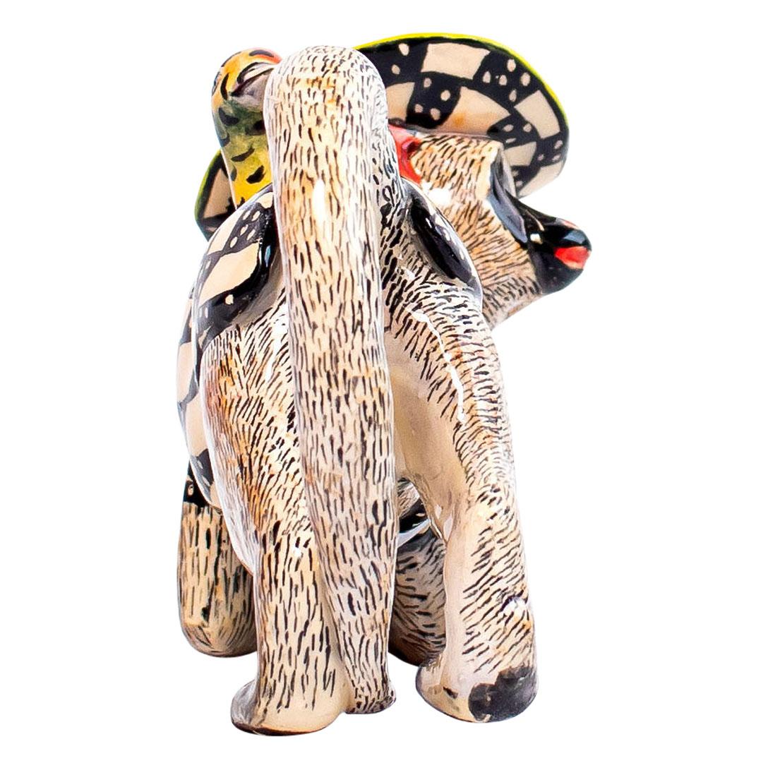 South African Ceramic  Monkey With Bird Sculpture, Hand  made in South Africa