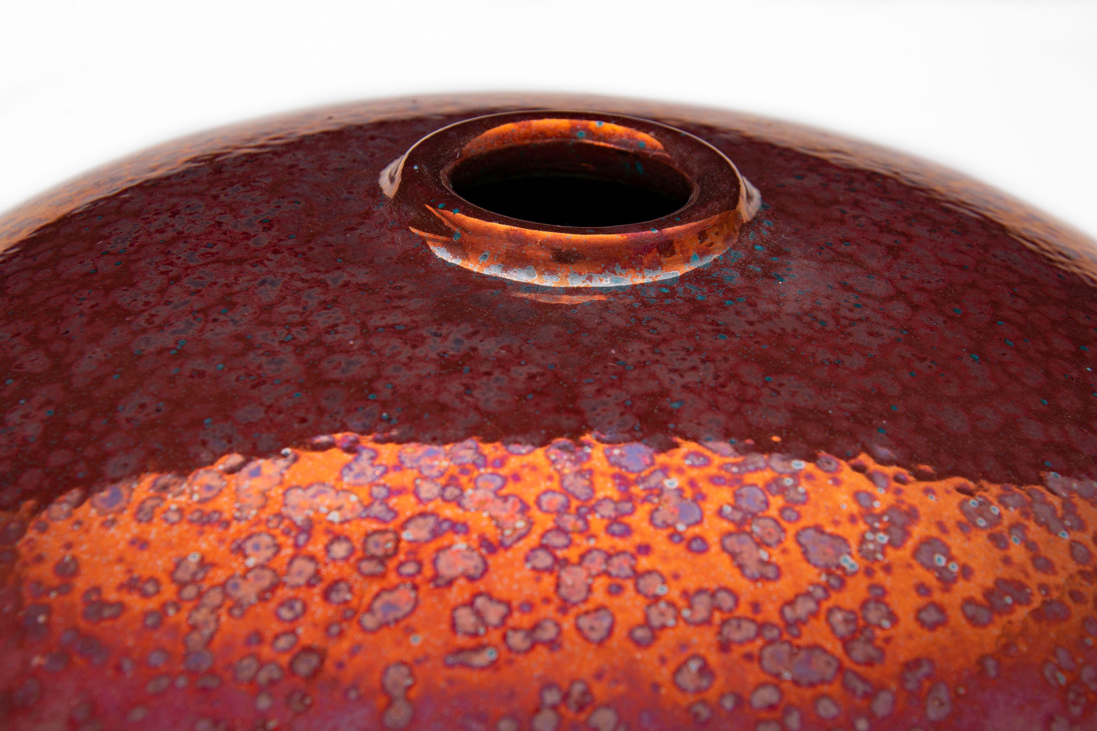 Majolica Ceramic Moon Jar by Bottega Vignoli Hand Painted Glazed Faience Contemporary For Sale