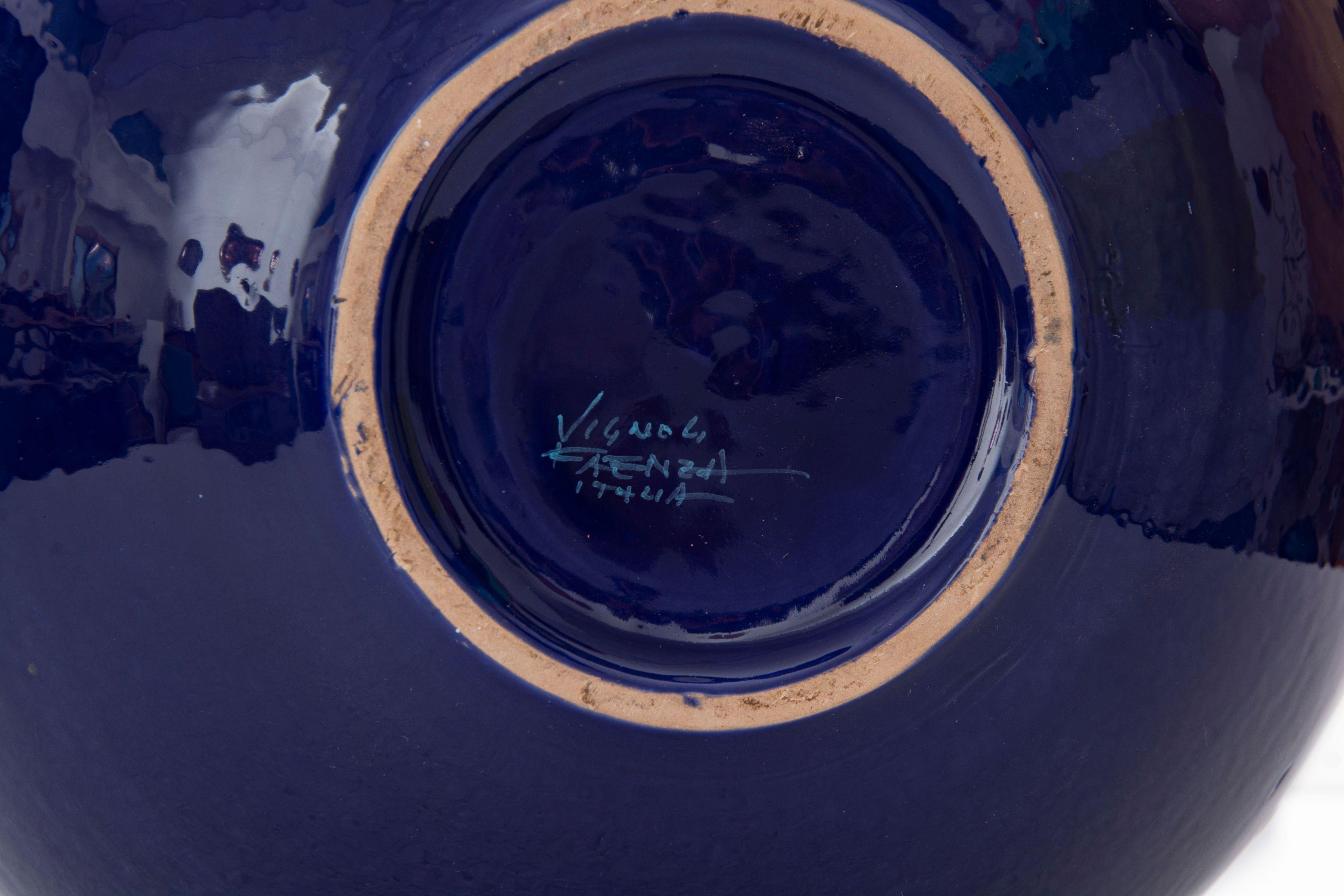 Ceramic Moon Jar by Bottega Vignoli Hand Painted Glazed Faience Contemporary For Sale 4