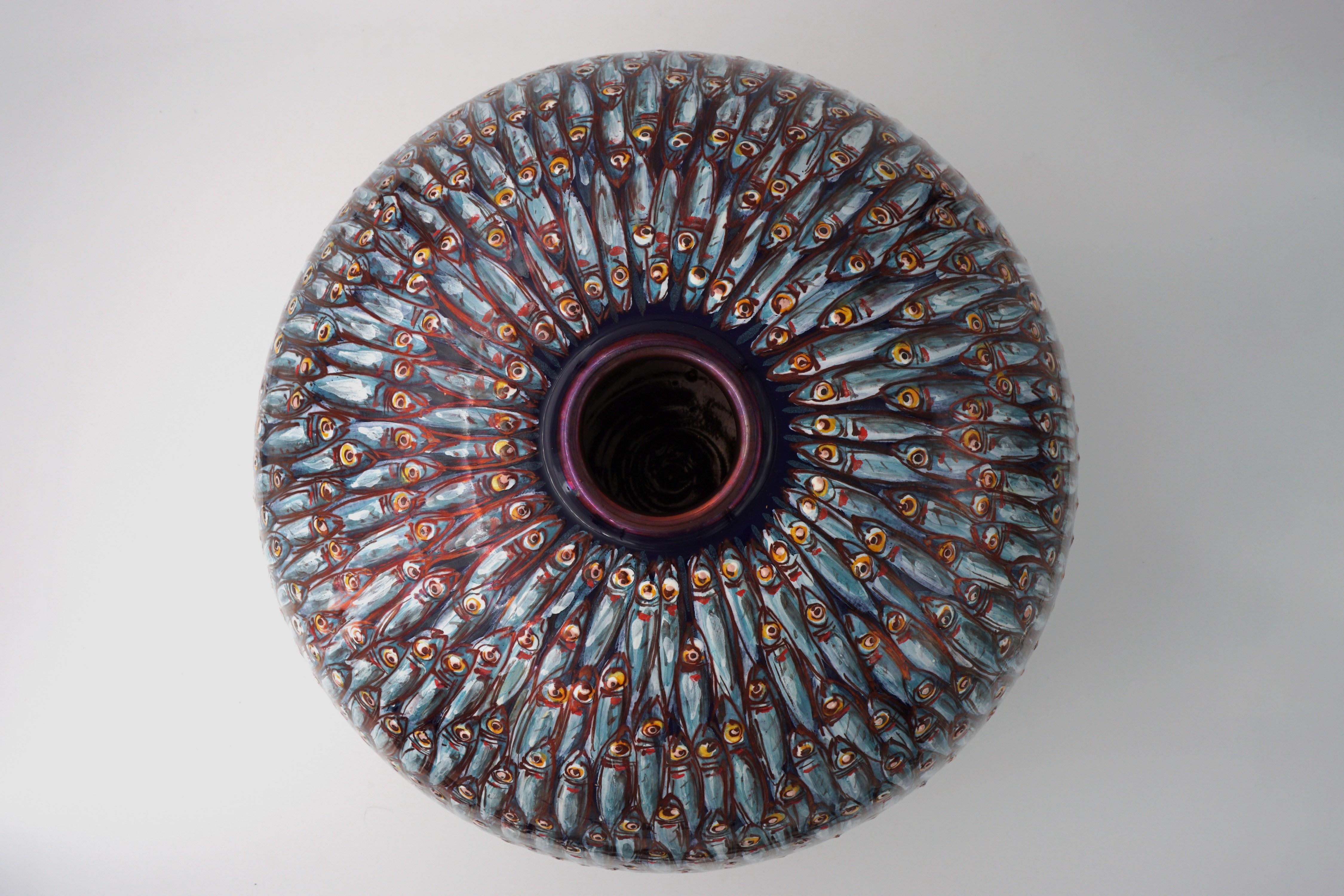 Peint à la main Jarre en céramique de Bottega Vignoli  Majolique peinte à la main Italie Contemporary en vente