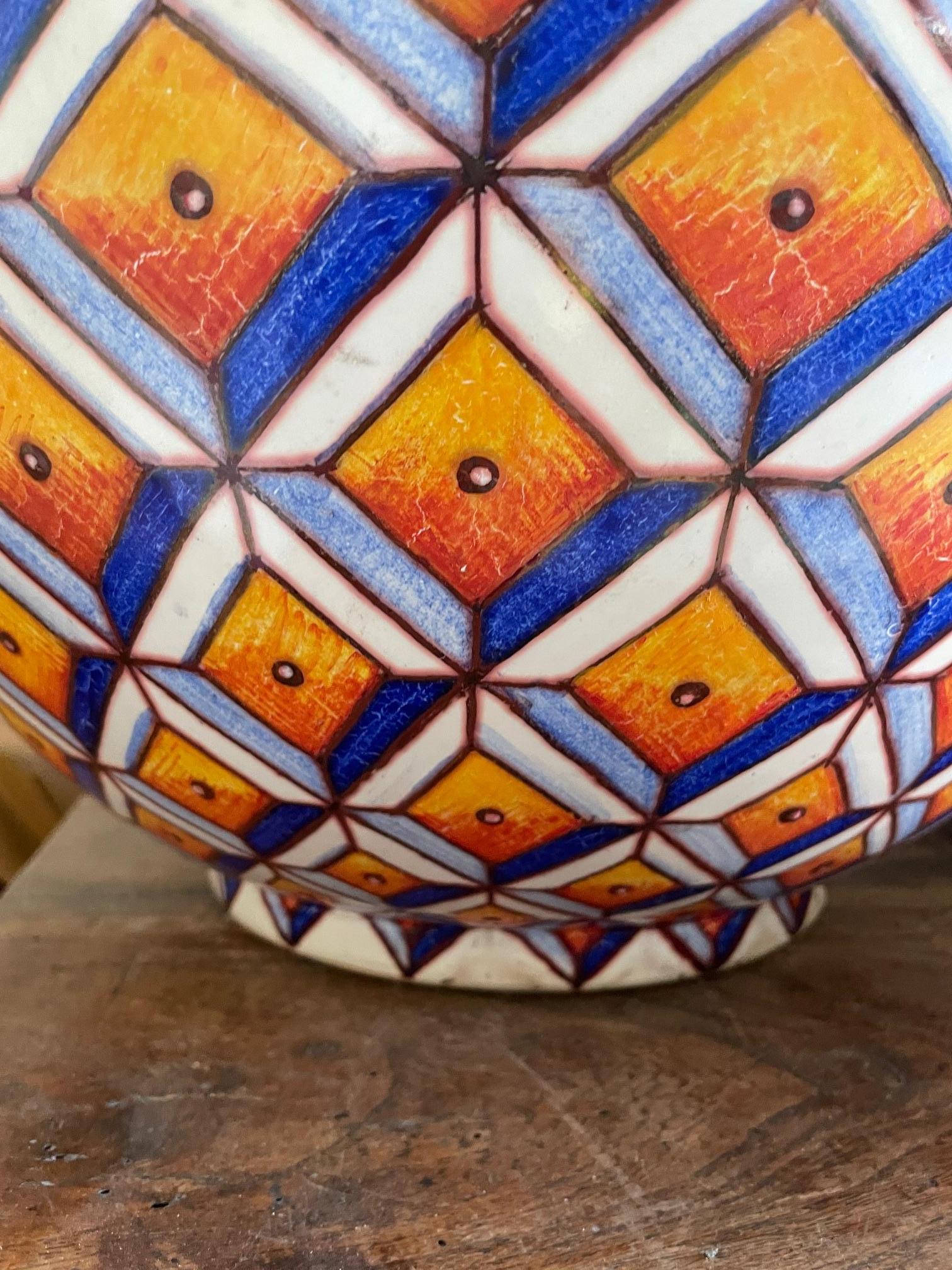 Céramique Jarre à lune en céramique par Bottega Vignoli Majolique peinte à la main Italie Contemporary en vente