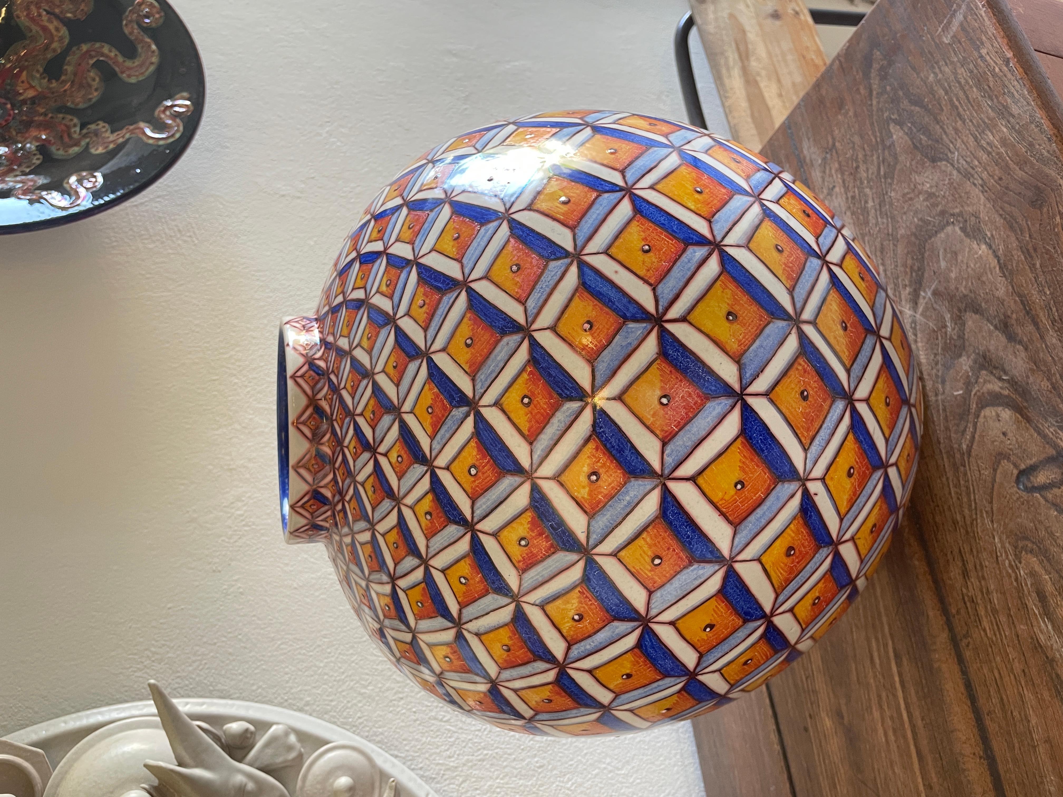 Jarre à lune en céramique par Bottega Vignoli Majolique peinte à la main Italie Contemporary en vente 2