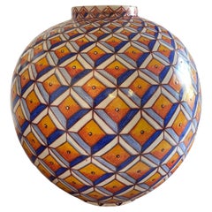 Ceramic Moon Jar by Bottega Vignoli Hand-Painted Majolica Italy Contemporary