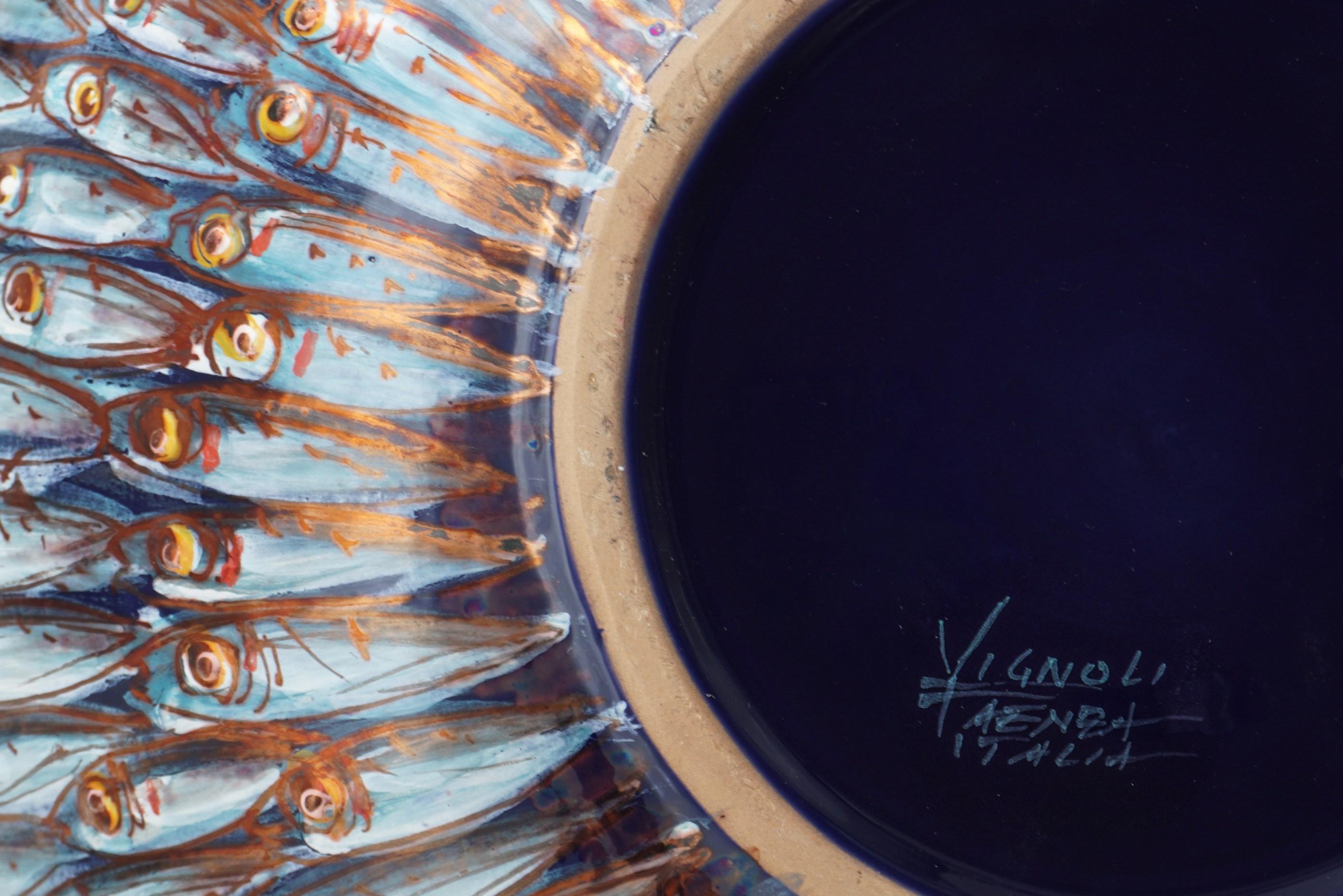 XXIe siècle et contemporain Pot en céramique en forme de lune peint à la main Majolica Italie Contemporain 21e siècle en vente