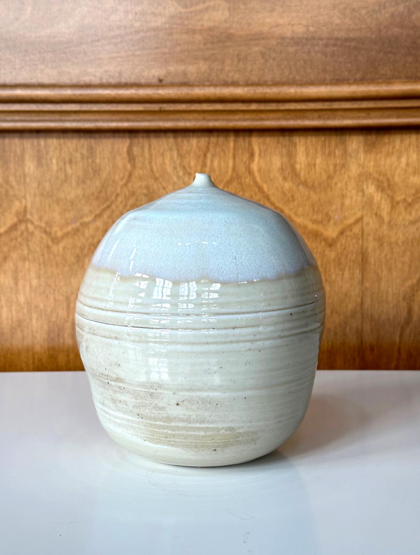 American Ceramic Moon Pot with Rattle by Toshiko Takaezu For Sale