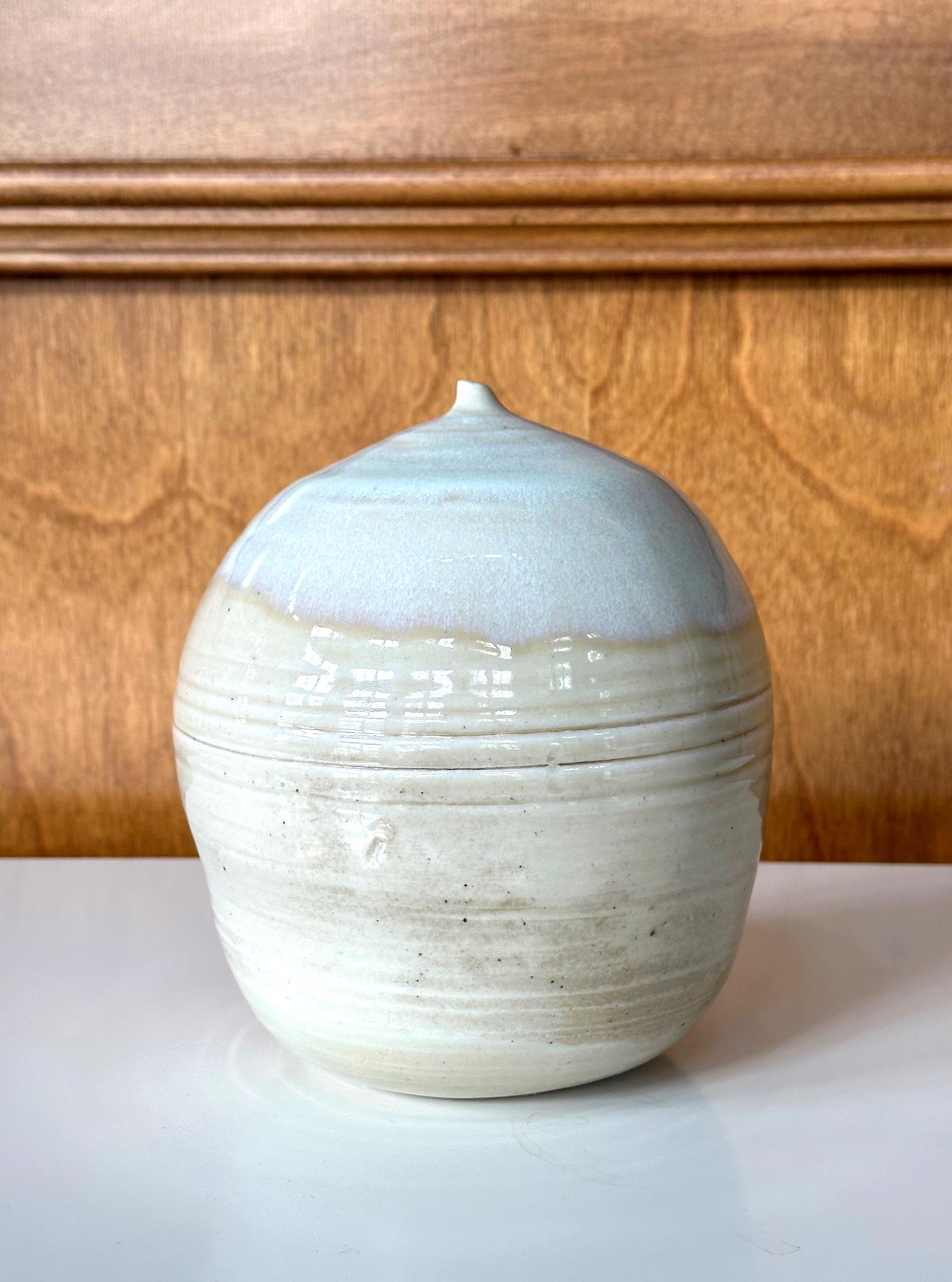 Modern Ceramic Moon Pot with Rattle by Toshiko Takaezu For Sale