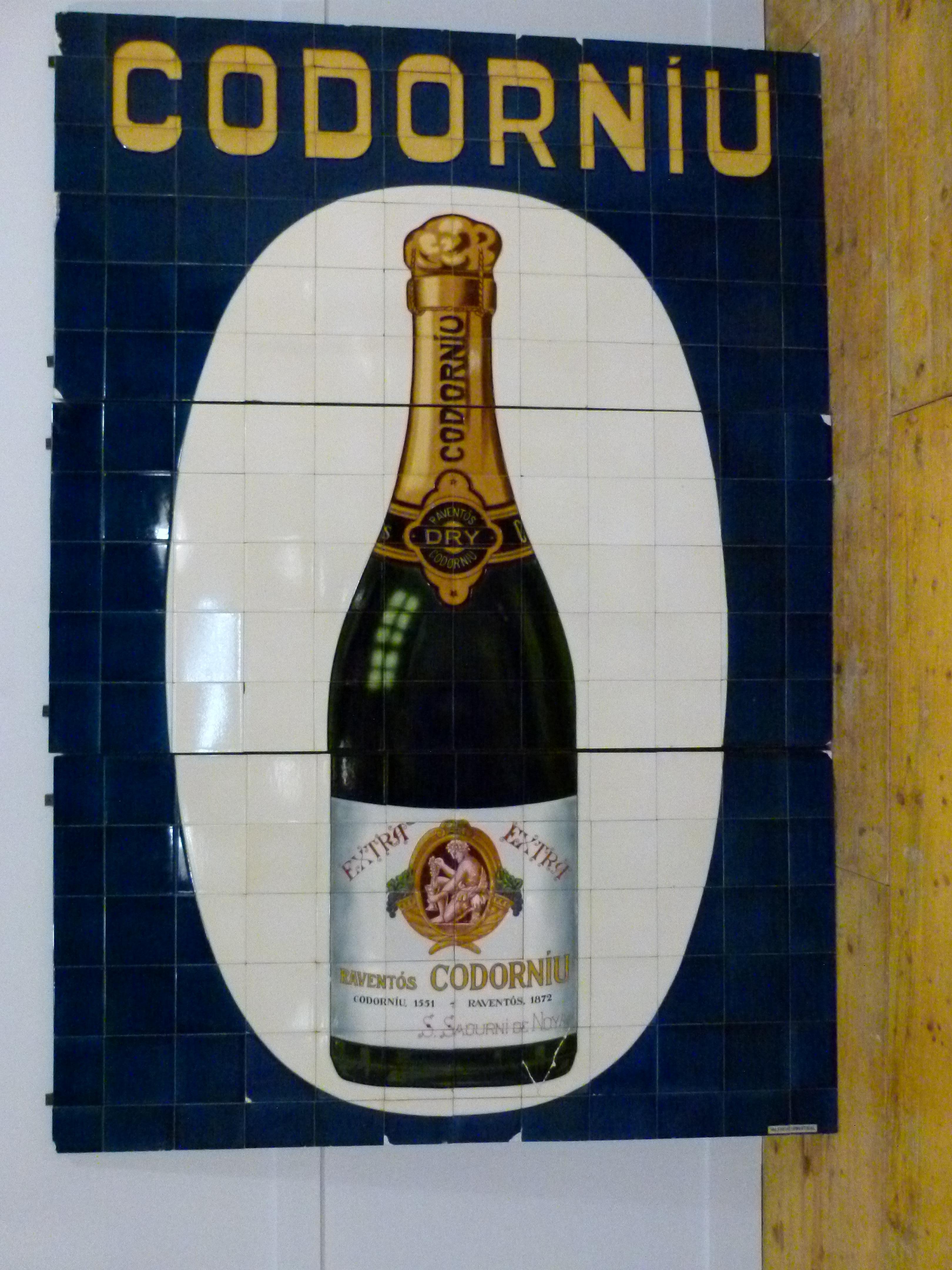 Mosaic Art Nouveau Advertising Tile Poster from Codorniu's Cellar, Spain For Sale