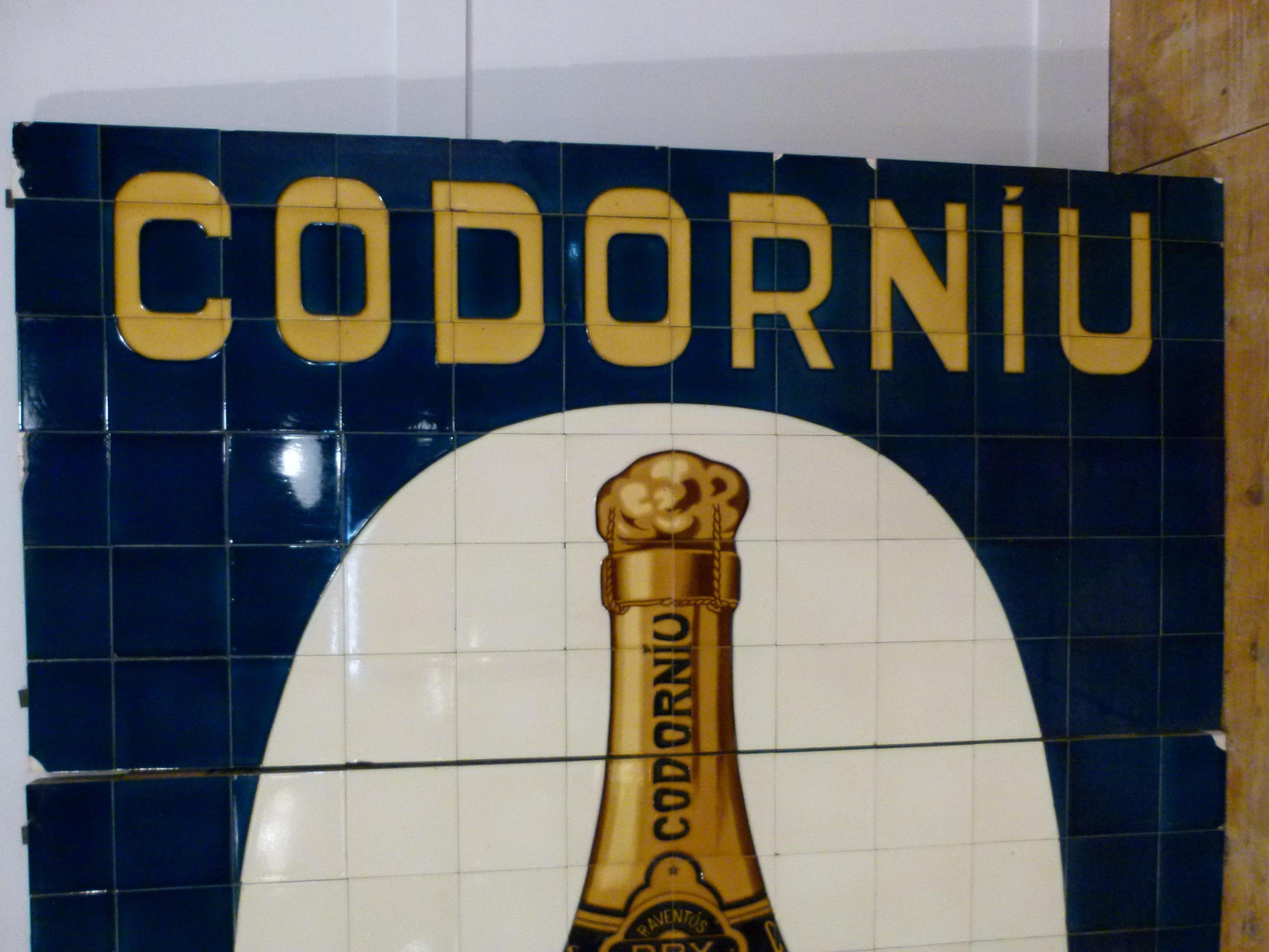 Art Nouveau Advertising Tile Poster from Codorniu's Cellar, Spain In Good Condition For Sale In Vulpellac, Girona