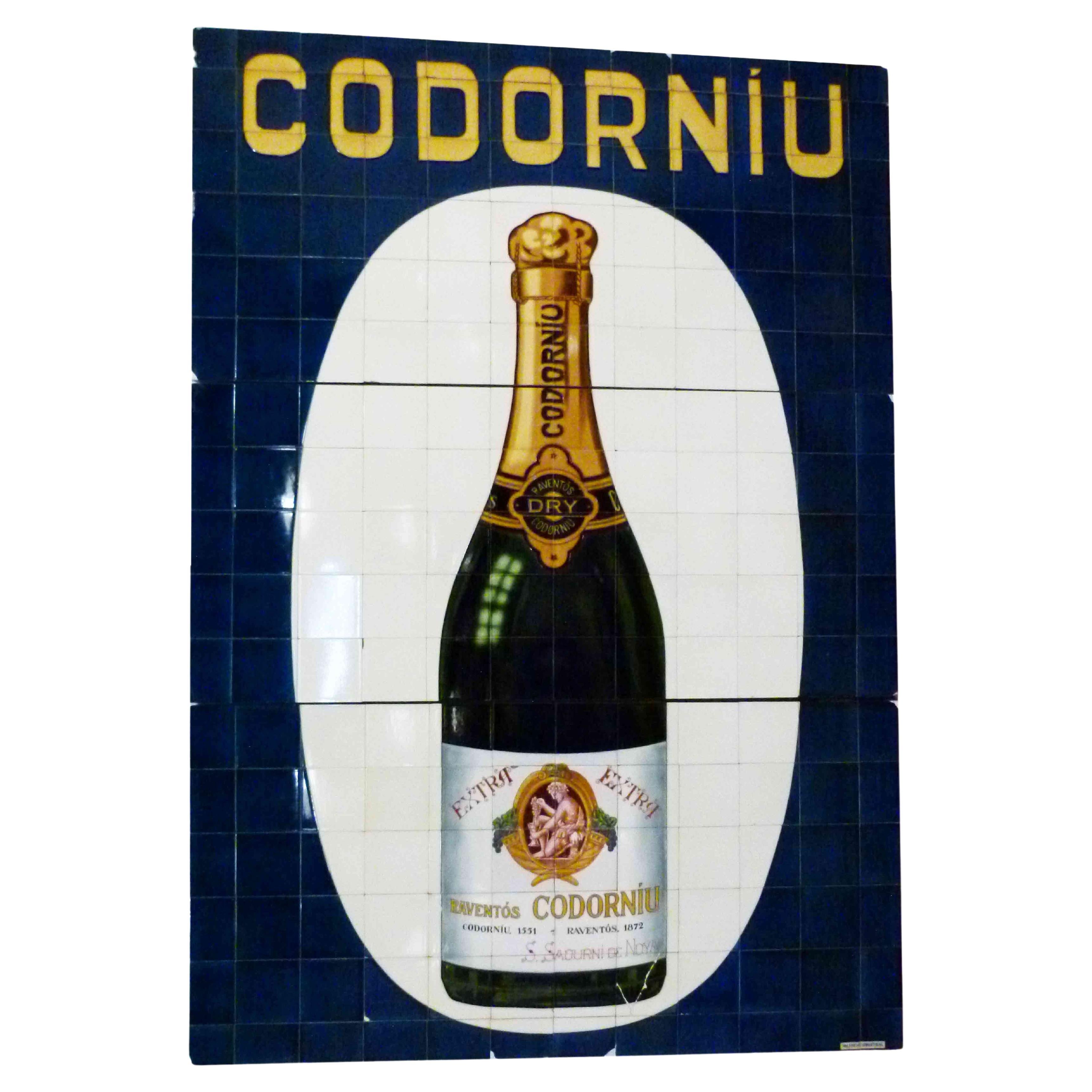 Art Nouveau Advertising Tile Poster from Codorniu's Cellar, Spain