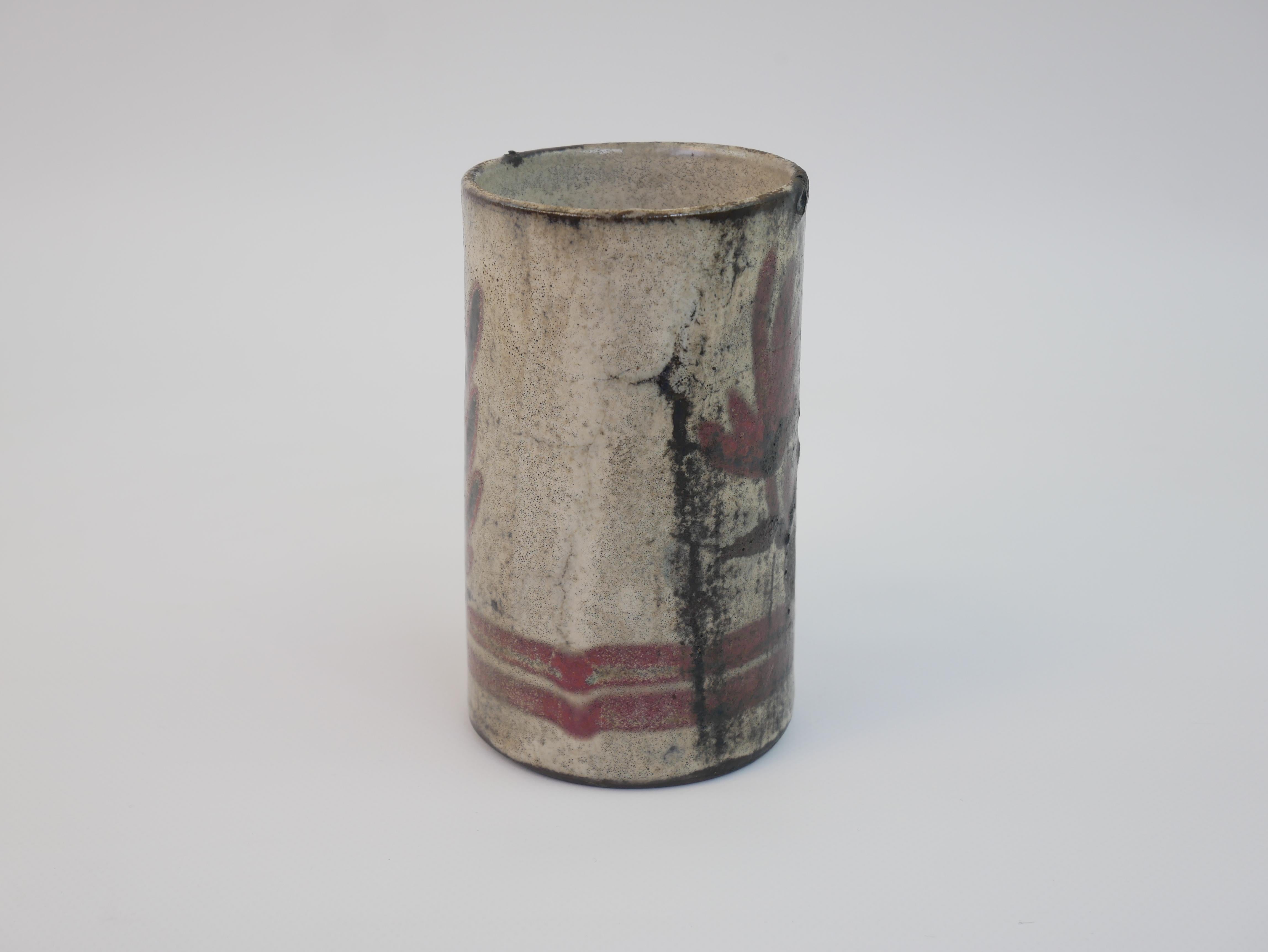 Keramikkrug / Vase mit Blumenmuster von Gustave Reynaud Le Murier Vallauris (Französisch) im Angebot
