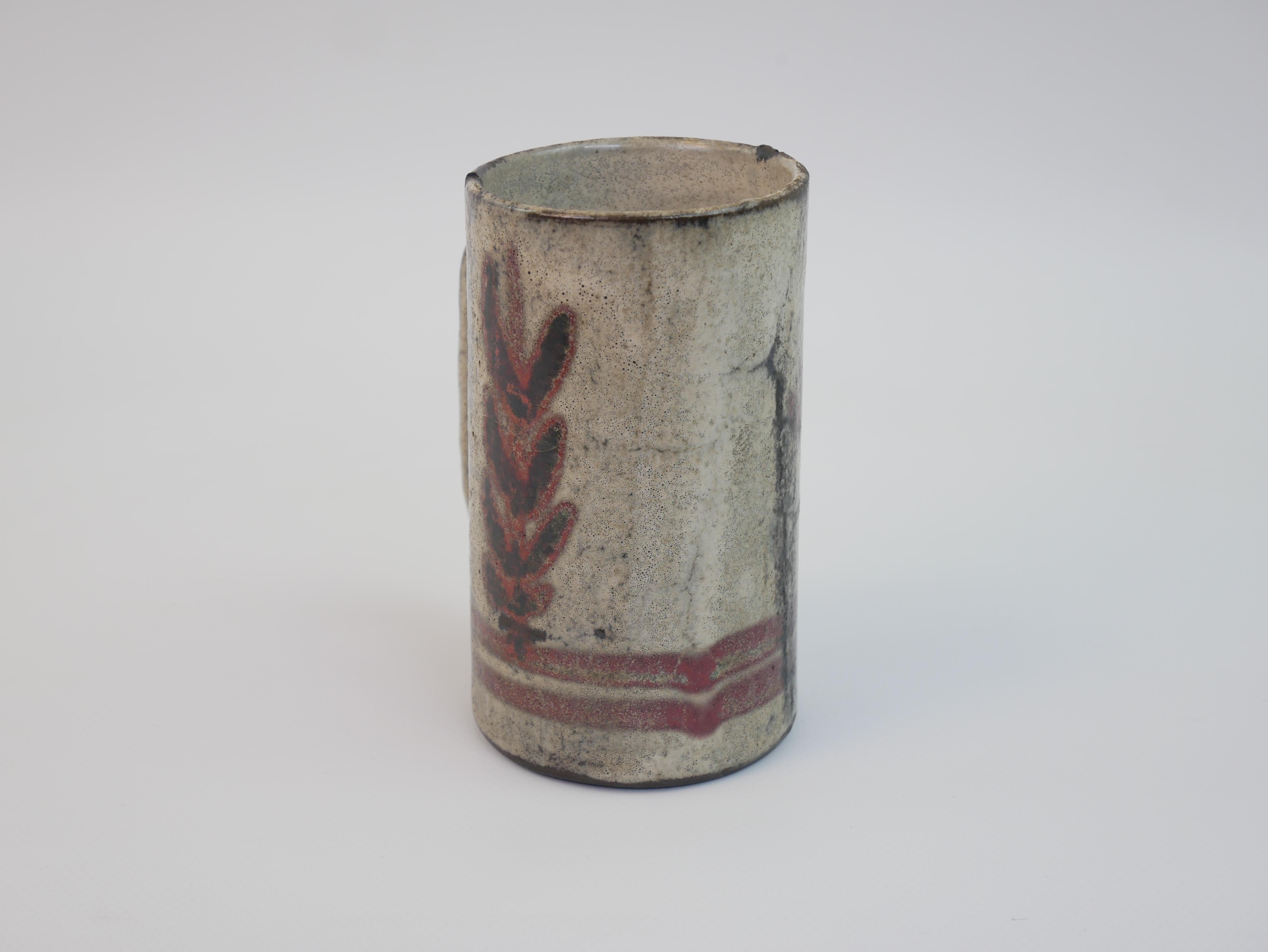Keramikkrug / Vase mit Blumenmuster von Gustave Reynaud Le Murier Vallauris im Zustand „Hervorragend“ im Angebot in NICE, FR