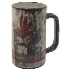 Ceramic mug / Vase with floral pattern by Gustave Reynaud Le Murier Vallauris