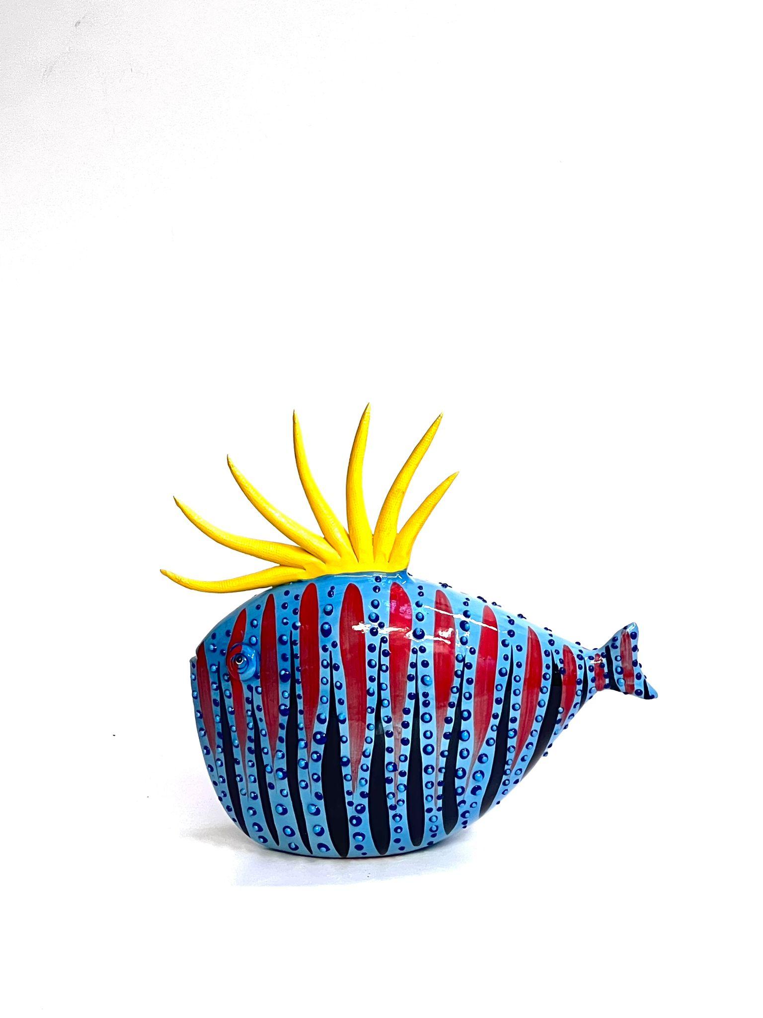 Hand-Crafted Ceramic Multicolor Fish Handmade in Italy, Choose Your Style! New Creation, 2023 For Sale