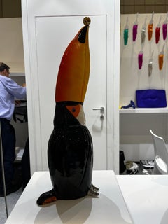 Ceramic Multicolor Toucan, set of 2, Handmade ceramic centerpiece, Italy