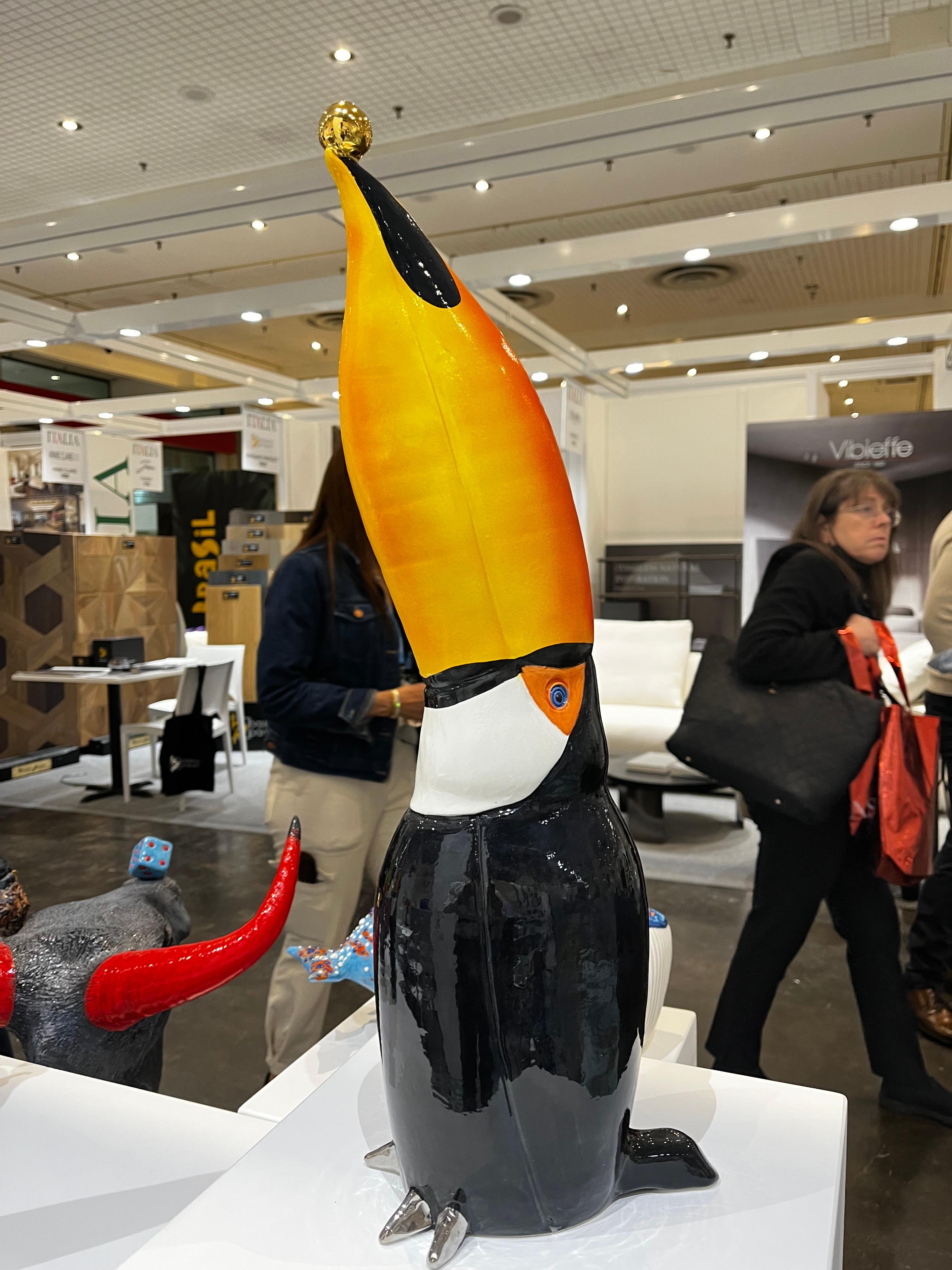 Keramik Multicolor Toucan Couple Handgefertigt in Italien, maßgeschneidert! Neues Creation, 2023 im Zustand „Neu“ im Angebot in San Miniato PI, IT