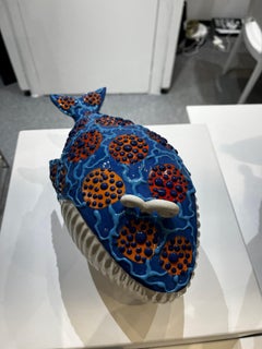 Ceramic Multicolor Whale Handmade in Italy, Bespoke, ocean