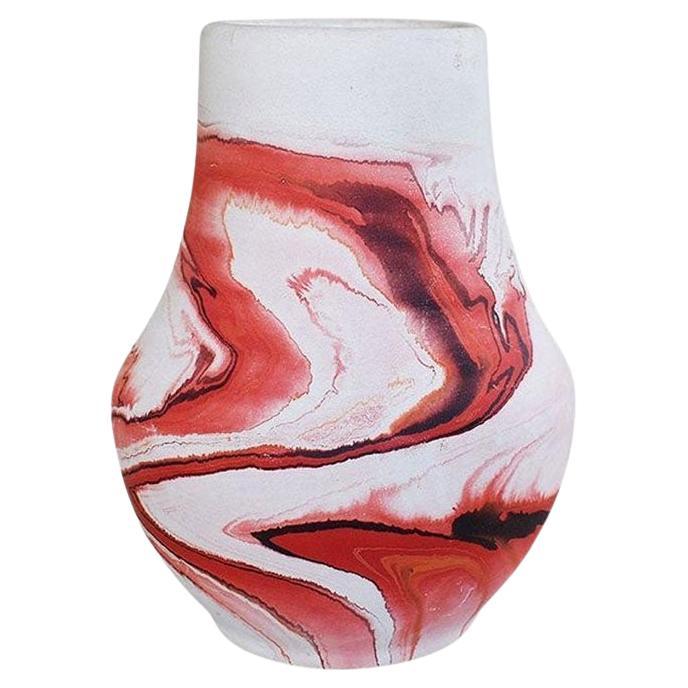 Ceramic Native American Nemadji Swirl Vase in Red 20th Century For Sale