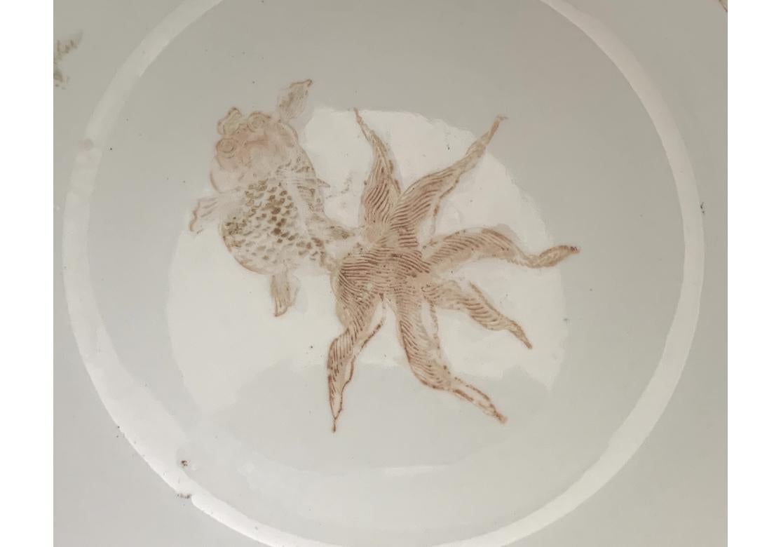 Keramische Muschel Ozeanisch Chinesisch Fisch Schale Jardiniere Pflanzer im Angebot 4