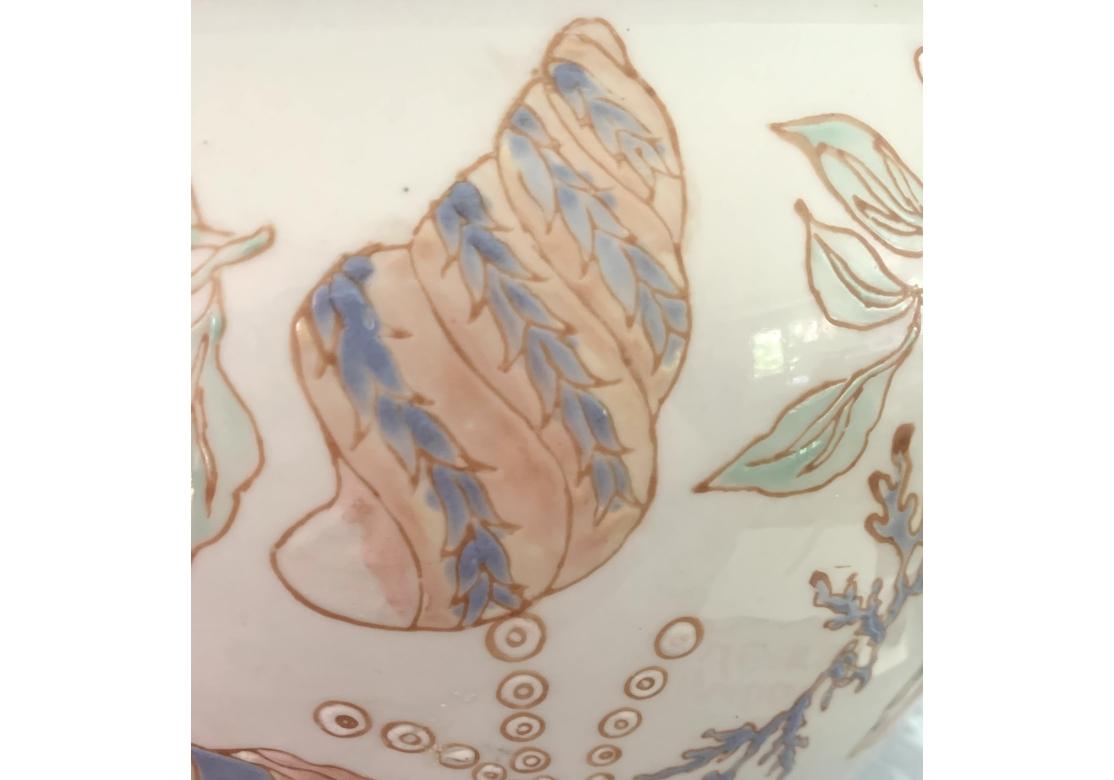 Keramische Muschel Ozeanisch Chinesisch Fisch Schale Jardiniere Pflanzer im Angebot 5
