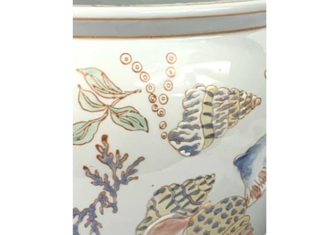 Keramische Muschel Ozeanisch Chinesisch Fisch Schale Jardiniere Pflanzer im Angebot 6