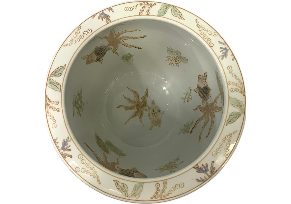 Keramische Muschel Ozeanisch Chinesisch Fisch Schale Jardiniere Pflanzer im Angebot 7